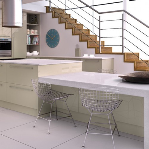 Kitchen with stairs and large central island