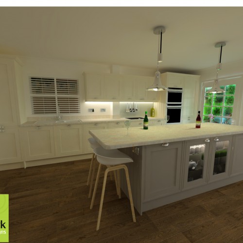 3d render of white kitchen