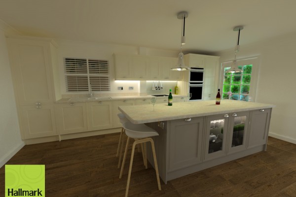 3d render of white kitchen