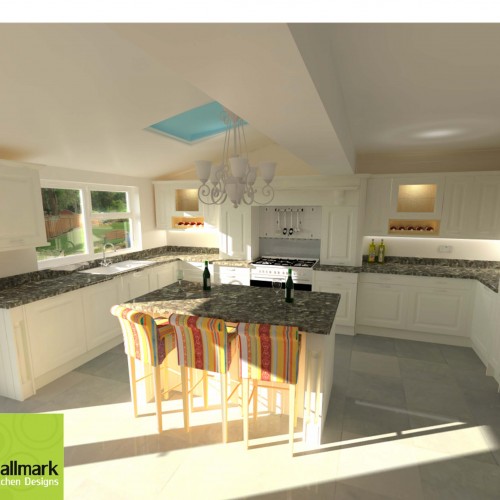 3d model render of kitchen design