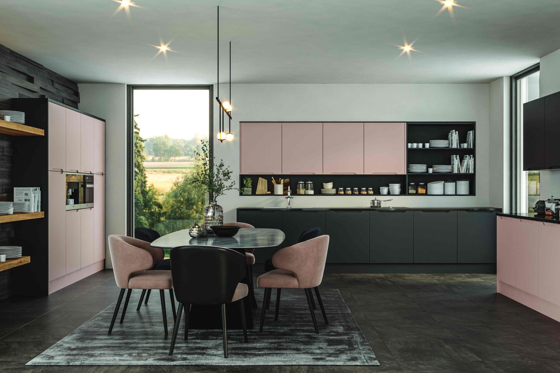 Bella Matt Blush Pink Integra Full Handle Option scaled - Hallmark Kitchen Designs